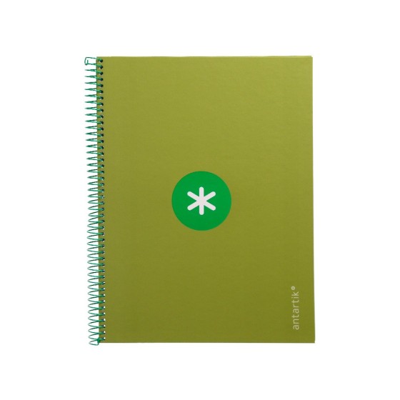 Cuaderno espiral liderpapel a4 micro antartik tapa forrada80h 90 gr horizontal 1 banda 4 taladros color verde