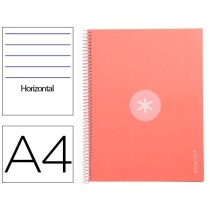 Cuaderno espiral liderpapel a4 micro antartik tapa forrada80h 90 gr horizontal 1 banda 4 taladros color rosa claro
