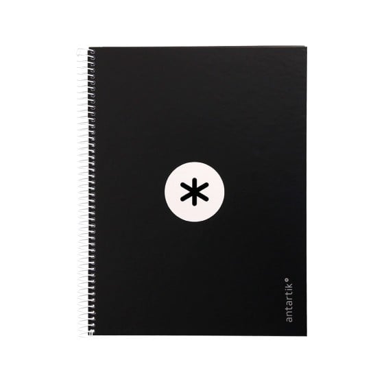 Cuaderno espiral liderpapel a4 micro antartik tapa forrada80h 90 gr horizontal 1 banda 4 taladros color negro
