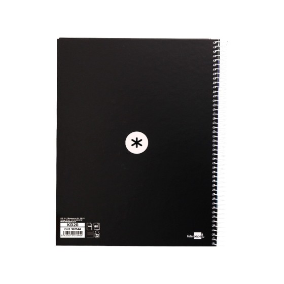 Cuaderno espiral liderpapel a4 micro antartik tapa forrada80h 90 gr horizontal 1 banda 4 taladros color negro