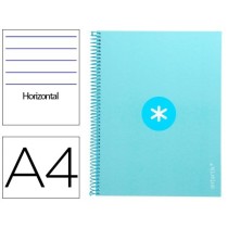 Cuaderno espiral liderpapel a4 micro antartik tapa forrada80h 90 gr horizontal 1 banda 4 taladros color celeste