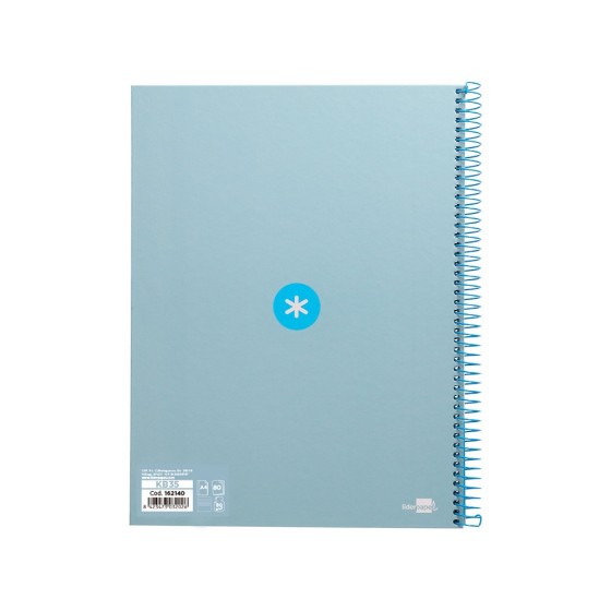 Cuaderno espiral liderpapel a4 micro antartik tapa forrada80h 90 gr horizontal 1 banda 4 taladros color celeste