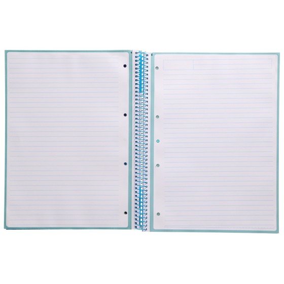 Cuaderno espiral liderpapel a4 micro antartik tapa forrada80h 90 gr horizontal 1 banda 4 taladros color celeste