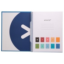 Cuaderno espiral liderpapel a4 micro antartik tapa forrada80h 90 gr horizontal 1 banda 4 taladros color azul oscuro