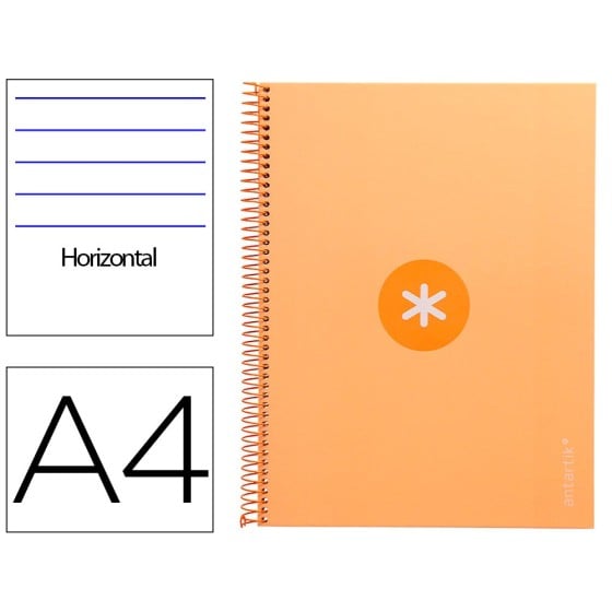 Cuaderno espiral liderpapel a4 micro antartik tapa forrada80h 90 gr horizontal 1 banda 4 taladros color amarillo clar