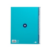 Cuaderno espiral liderpapel a4 micro antartik tapa forrada 80h 90 gr cuadro 5mm 1 banda 4 taladros turquesa