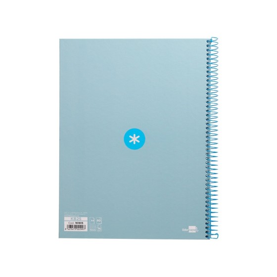 Cuaderno espiral liderpapel a4 micro antartik tapa forrada 80h 90 gr cuadro 5mm 1 banda 4 taladros celeste