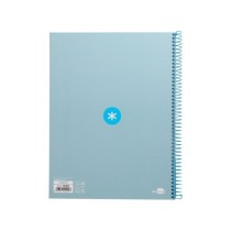 Cuaderno espiral liderpapel a4 micro antartik tapa forrada 80h 90 gr cuadro 5mm 1 banda 4 taladros celeste