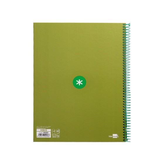 Cuaderno espiral liderpapel a4 micro antartik tapa forrada 80h 90 gr cuadro 5mm 1 banda 4 taladros verde