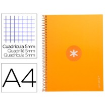Cuaderno espiral liderpapel a4 micro antartik tapa forrada 80h 90 gr cuadro 5mm 1 banda 4 taladros mostaza