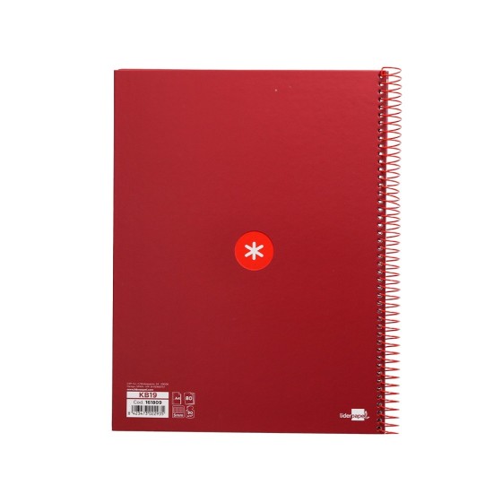 Cuaderno espiral liderpapel a4 micro antartik tapa forrada 80h 90 gr cuadro 5mm 1 banda 4 taladros frambuesa