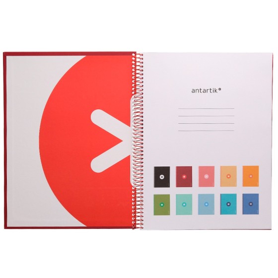 Cuaderno espiral liderpapel a4 micro antartik tapa forrada 80h 90 gr cuadro 5mm 1 banda 4 taladros frambuesa