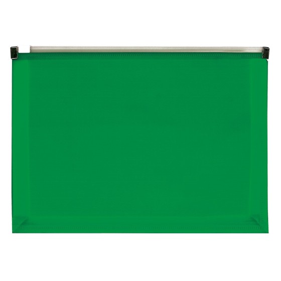Carpeta dossier liderpapel a4 cierre de cremallera verde translucido