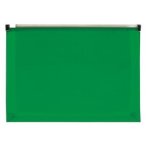 Carpeta dossier liderpapel a4 cierre de cremallera verde translucido