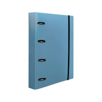 Carpeta con recambio liderpapel a4 cuadro 5mm 100 hojas 80g polipropileno 4 anillas 40mm celeste opaco