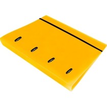 Carpeta con recambio liderpapel a4 cuadro 5mm 100 hojas 80g polipropileno 4 anillas 40mm amarillo fluor