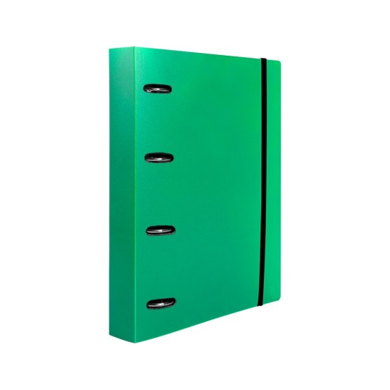 Carpeta con recambio liderpapel a4 cuadro 5mm 100 hojas 80g polipropileno 4 anillas mixtas 25mm verde