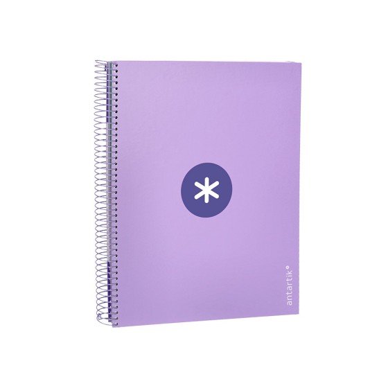Cuaderno espiral liderpapel a4 micro antartik tapa forrada 120h 100 gr horizontal 5 banda4 taladros color lavanda