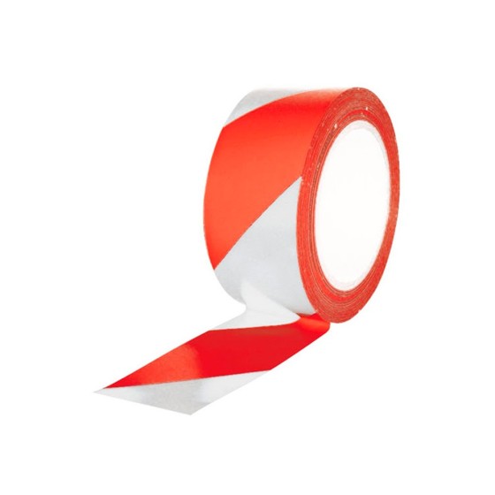 Cinta de señalizacion q-connect no adhesiva rojo y blanco 75 mm x 300 m