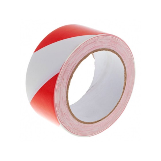 Cinta de señalizacion q-connect no adhesiva rojo y blanco 75 mm x 300 m