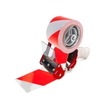 Cinta de señalizacion q-connect no adhesiva rojo y blanco 75 mm x 300 m