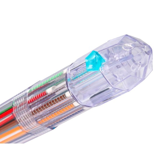 Boligrafo liderpapel 10 en 1 cuerpo transparente 10 colores 1 mm retractil