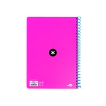 Cuaderno espiral liderpapel a4 antartik tapa dura 80h 90gr cuadro 4mm con margen color rosa fluor