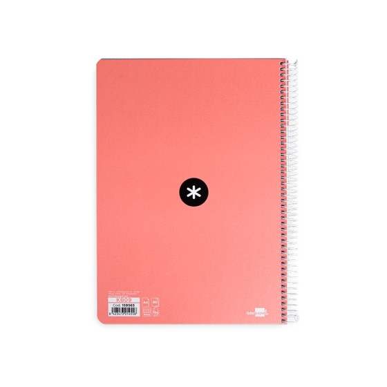 Cuaderno espiral liderpapel a4 antartik tapa dura 80h 90gr cuadro 4mm con margen color coral