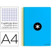 Cuaderno espiral liderpapel a4 antartik tapa dura 80h 90gr cuadro 4mm con margen color azul