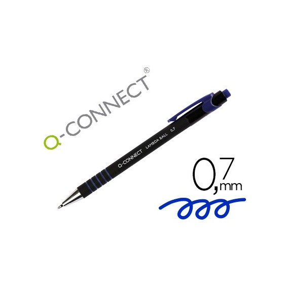 Boligrafo q-connect retractil con grip 0,7 mm color azul