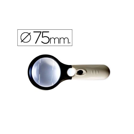 Lupa q-connect electrica aro abs 75 mm 3 aumentos 3 bombillas led