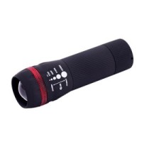 Linterna q-connect kf18749 plastico con zoom 1 vatio modo alumbrado encendido apagado incluye 3 pilas aaa