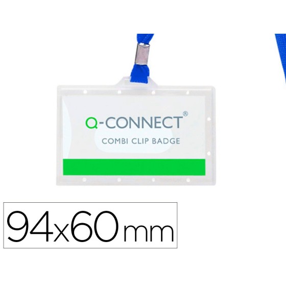 Identificador q-connect kf17112 con cordon plano azul y apertura lateral 94x60 mm