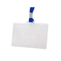 Identificador q-connect kf17112 con cordon plano azul y apertura lateral 94x60 mm