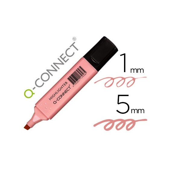 Rotulador q-connect fluorescente pastel rosa punta biselada