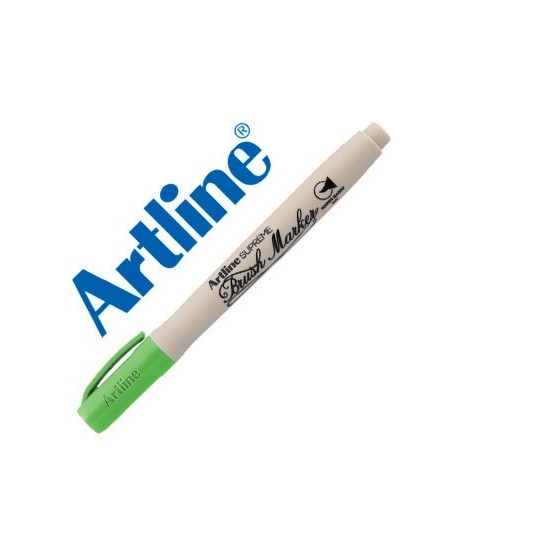 Rotulador artline supreme brush pintura base de agua punta tipo pincel trazo variable verde amarillento