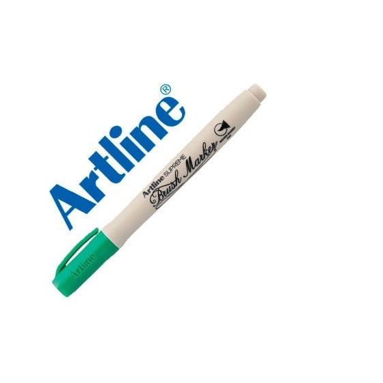 Rotulador artline supreme brush pintura base de agua punta tipo pincel trazo variable verde