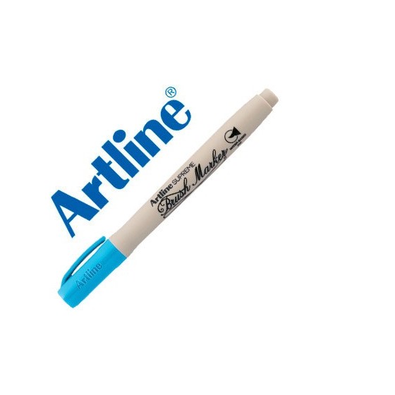 Rotulador artline supreme brush pintura base de agua punta tipo pincel trazo variable celeste