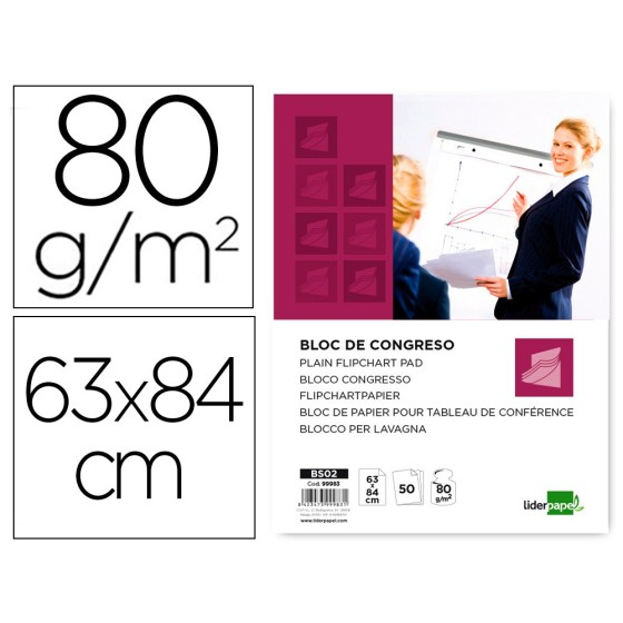 Bloc congreso liderpapel liso 63x84 cm 50 hojas 80g/m2