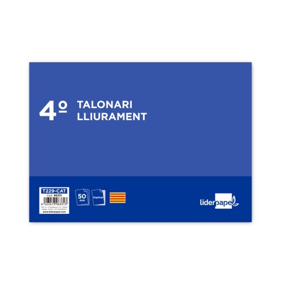 Talonario liderpapel entregas cuarto original y copia t229 apaisado texto en catalan