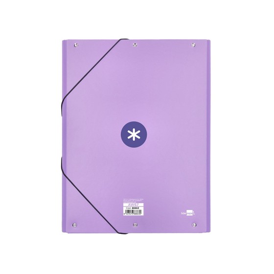 Carpeta liderpapel antartik gomas a4 3 solapas carton forrado color lavanda