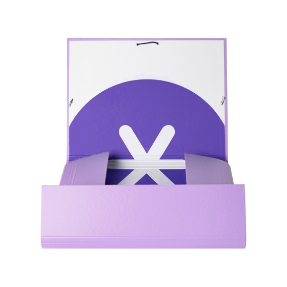Carpeta liderpapel antartik gomas a4 3 solapas carton forrado color lavanda