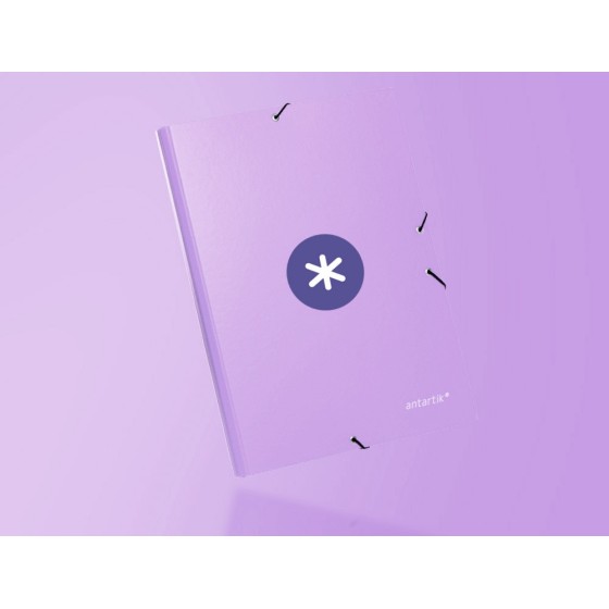 Carpeta liderpapel antartik gomas a4 3 solapas carton forrado color lavanda