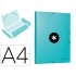 Carpeta liderpapel antartik gomas a4 3 solapas carton forrado color menta