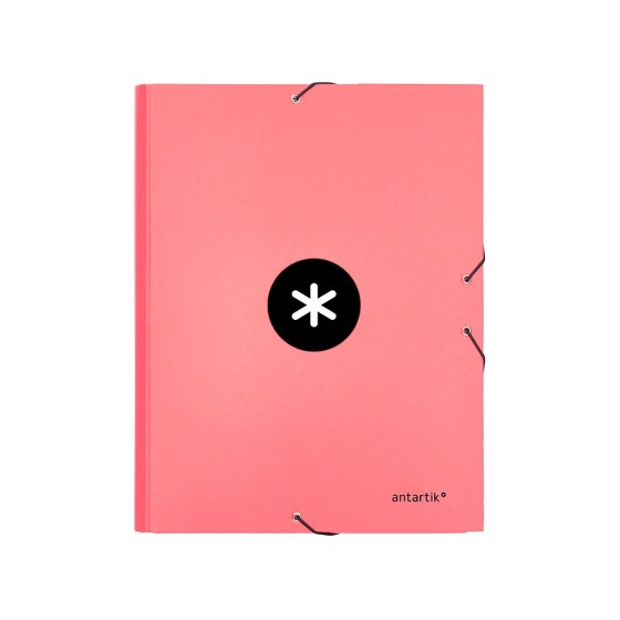 Carpeta liderpapel antartik gomas a4 3 solapas carton forrado color coral