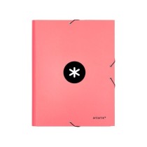 Carpeta liderpapel antartik gomas a4 3 solapas carton forrado color coral