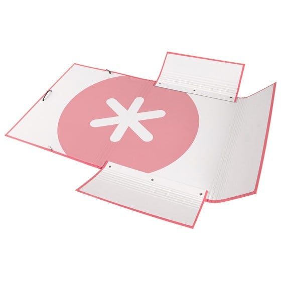 Carpeta liderpapel antartik gomas a4 3 solapas carton forrado color coral