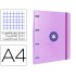 Carpeta con recambio liderpapel antartik a4 cuadro 5mm forrada 4 anillas 25mm color lavanda