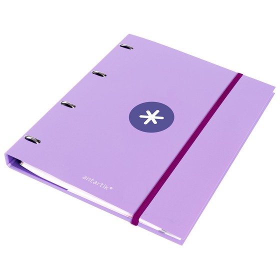 Carpeta con recambio liderpapel antartik a4 cuadro 5mm forrada 4 anillas 25mm color lavanda