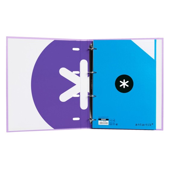 Carpeta con recambio liderpapel antartik a4 cuadro 5mm forrada 4 anillas 25mm color lavanda